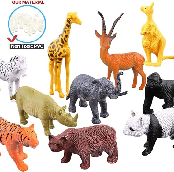 54 Piece Mini Wild Animal Figures for Kids, Plastic Small Zoo Toy Set