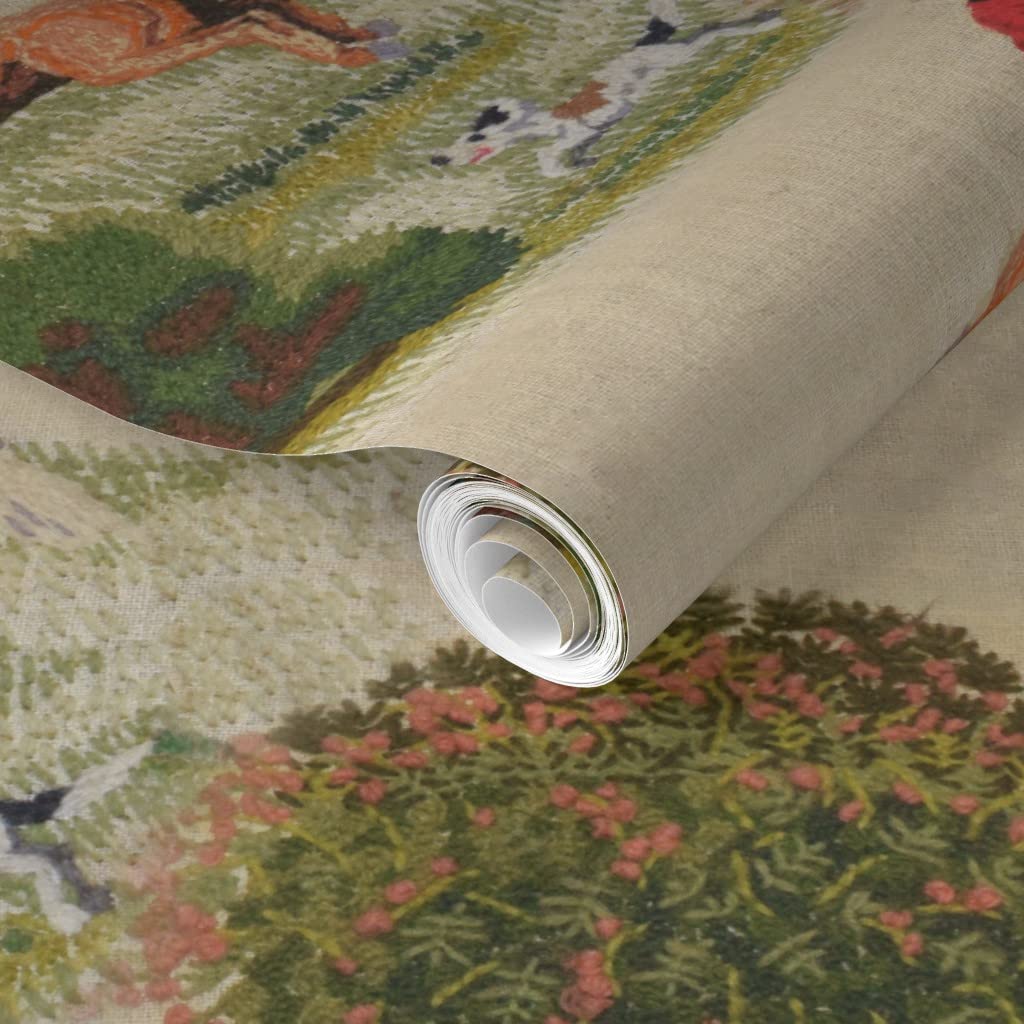 Spoonflower Removable Wallpaper - Foxhunt Equestrian Print, Pre-Pasted, 24" X 144"