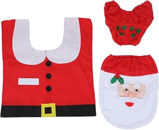 Levemolo Santa Toilet Cover Cloth Xmas Christmas Bathroom Decor | Red Festive Home Accent, Creative Chic Elegant Style, Holiday Gift Set, for Seasonal Bathroom Atmosphere