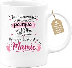 Café-Croissant - Mug Annonce Grossesse Future Grand-mère - Blanc/céramique | Ajoutez votre texte et photo, Tasse personnalisable future mamie 2026-2027, Cadeau personnalisé original, Tu vas etre mamie