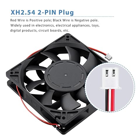 GDSTIME 120mm Fan 2 Pin Computer 12V Fan Dual Ball Bearing 3000 RPM