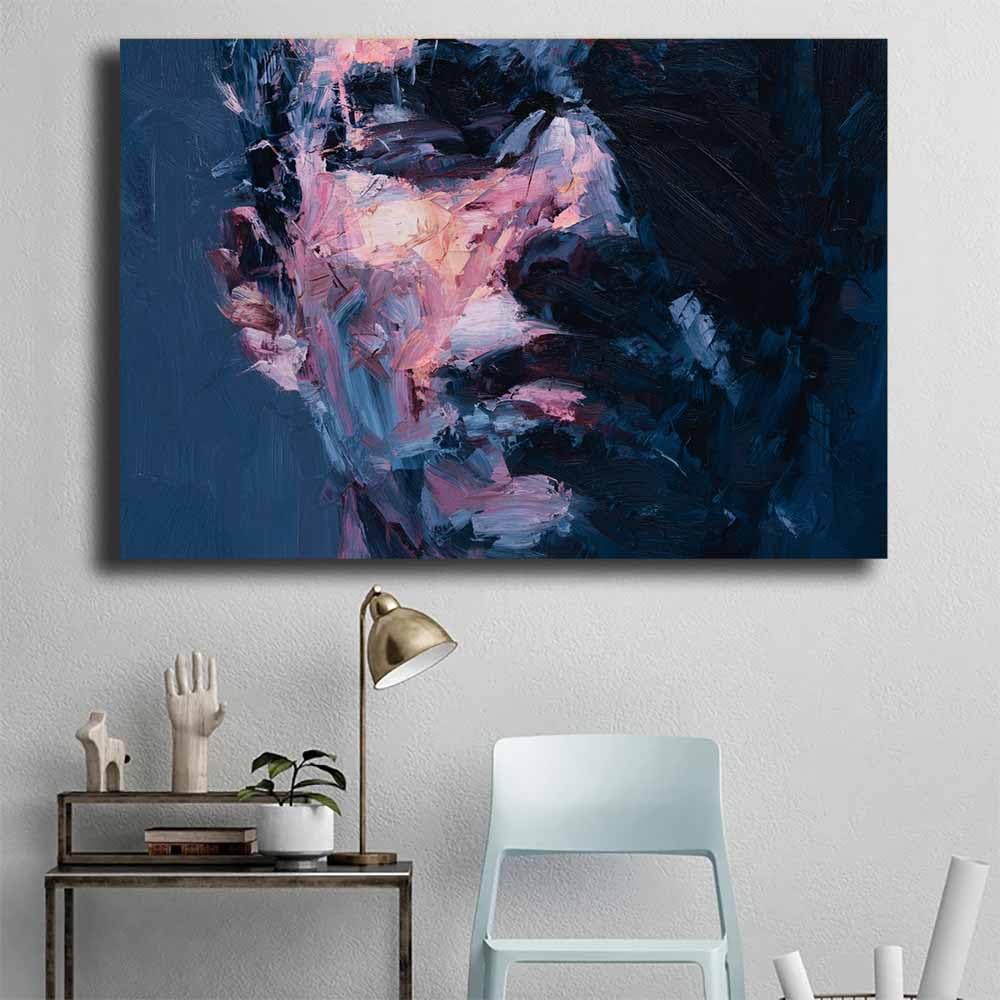 CUDAOO Abstract Painting On Canvas Modern Wall Art Modern Wall Art Oil Painting For Living Room Bedroom A Unique Home Decoration (Tybetański niebieski45-60x90cm oprawiony
