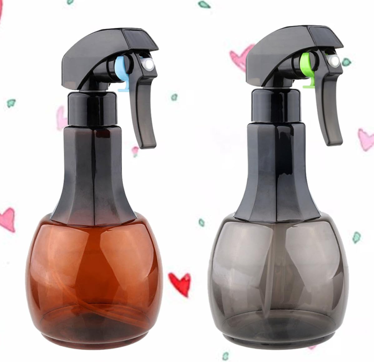 Pressure Spray Bottles with Easy-to-use Design 400ml 2pcs Portable Plastic Refillable Mist Sprayers for Hairdressing and Plant Watering for Salon and Home Use