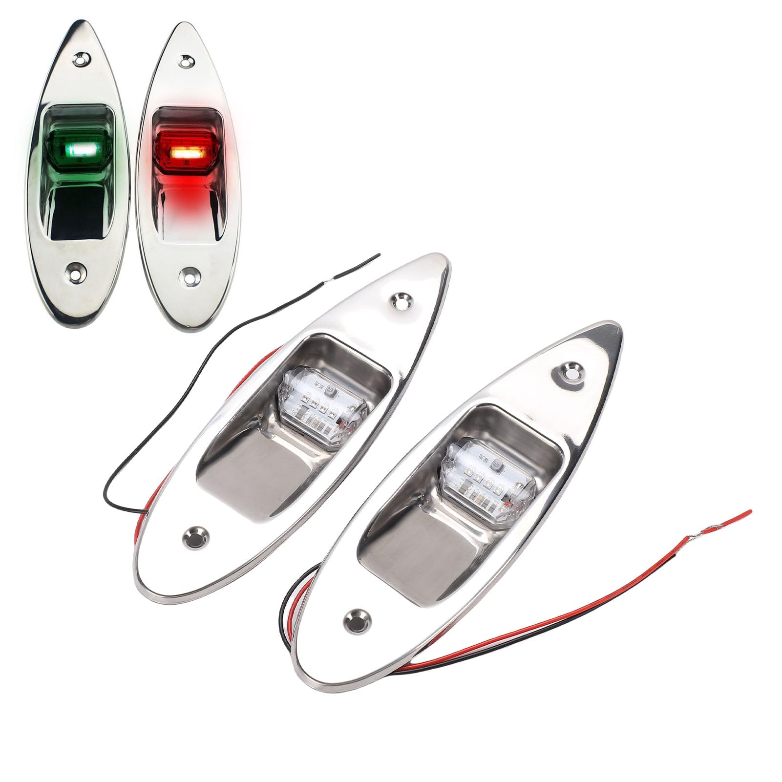 Luce di Navigazione a LED, Luce di Prua Marina in Acciaio Inossidabile, da Incasso IP67 con Struttura Durevole, Ideale per Barche Sotto i 20 Metri
