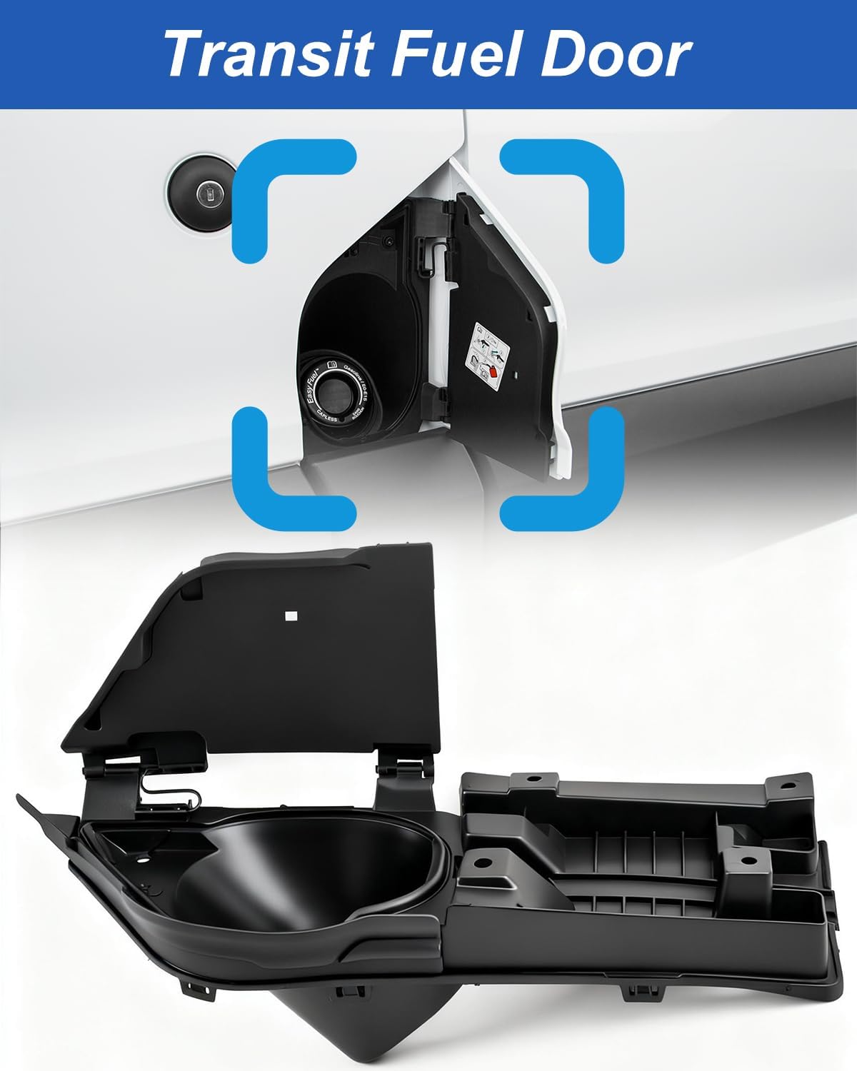 Transit Fuel Door, Transit Gas Door Without Cover Fits for 2015-2023 Ford Transit 150 250 350 350HD,Filler Door Housing Pocket Hinge Replace# CK4Z-5427936-A,CK4Z-5427936-F,CK4Z-5427936-J