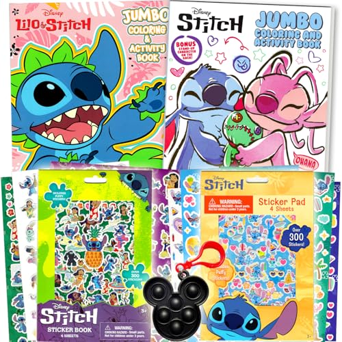 Disney Lilo and Stitch Coloring Books and Sticker Set for Kids Ages 4-8 - Bundle Coloring Pages Stickers for Girls Boys Kids