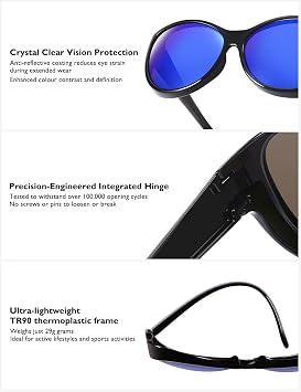 Oversized Fit Over Sunglasses Wrap Over Glasses for Women and Men with Polarized 100% UV Protection