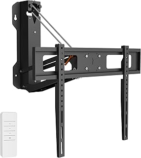 XINYAO Over Fireplace TV Mount Pull Down with Remote, Motorized Height Adjustable Electric TV Wall Bracket for 32 to 70 inch Screen, Compatible with VESA 600x400