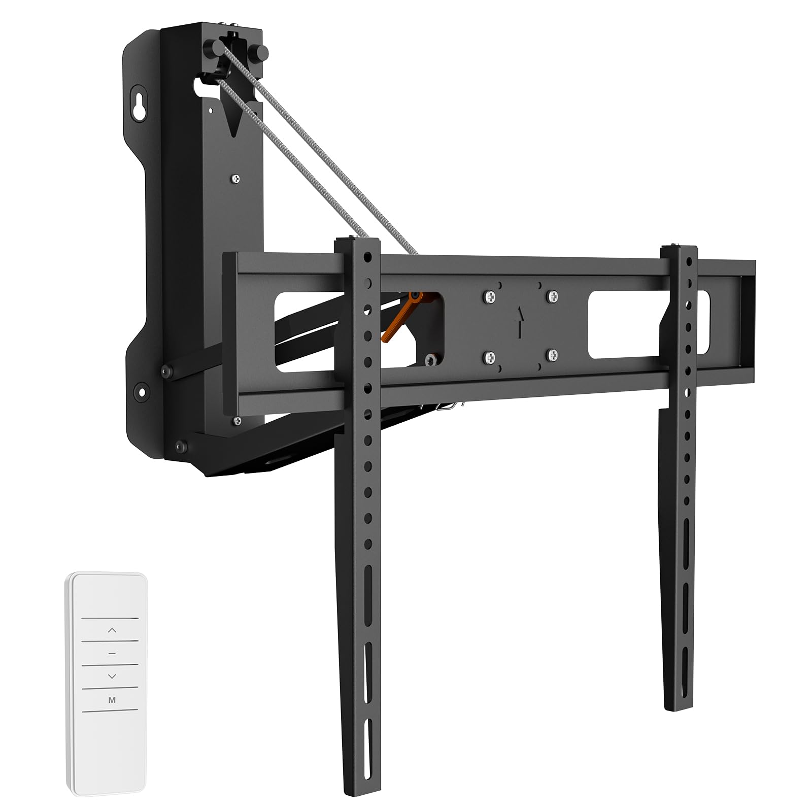 XINYAO Over Fireplace TV Mount Pull Down with Remote, Motorized Height Adjustable Electric TV Wall Bracket for 32 to 70 inch Screen, Compatible with VESA 600x400