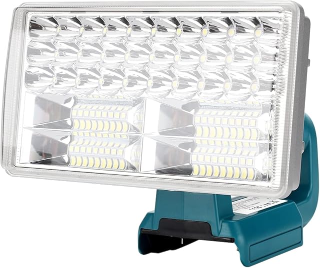 Hipoke 18V Cordless LED Work Light Portable Outdoor Wide&Long-Range Jobsite Lamp with USB Charge Port,8 inch 3300lm Flashlight Compatible with MaKita 14.4V-20V Lithium Battery BL1860B BL1850B BL1840