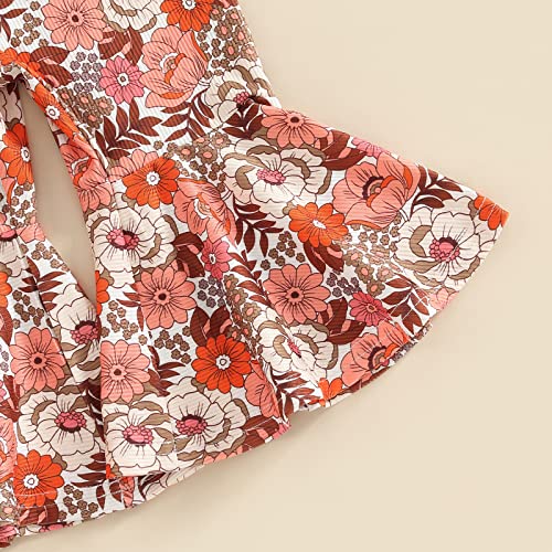 Emmababy Baby Girl Bell Bottoms Romper Toddler Floral Overalls Suspender Flare Pants Sleeveless Strap Jumpsuit Fall Clothes (Red, 18-24 Months) #TOP5