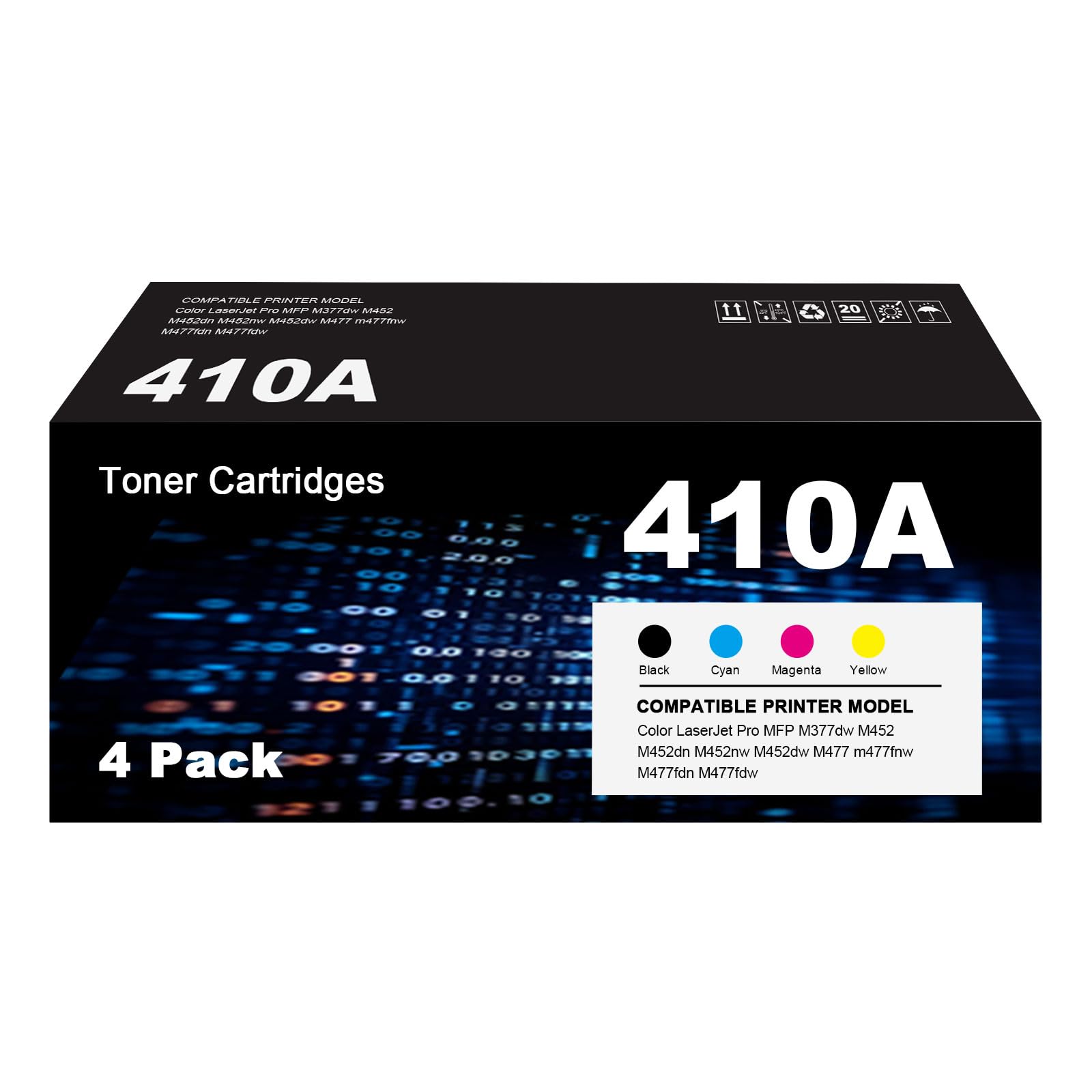 410A wkłady z tonerem zamiennik do HP 410A CF410A 410X CF410X MFP M477fdw M477fnw M477fdn M452nw M377dw M452dn M477dw M477nw (czarny cyjan magenta żółty, 4-pak - z Chip