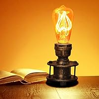 Vista 7 de Lámpara de mesa Steampunk con base de metal marrón dorado pequeñas lámparas de escritorio industriales para dormitorio, oficina, sala de estar