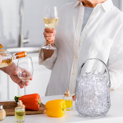 Miniatura 6 de Cabilock Cubo de hielo con asa y clip, cubo de hielo portátil de cristal de plástico para fiestas, cócteles, bares, hogar, bar de vinos, accesorios