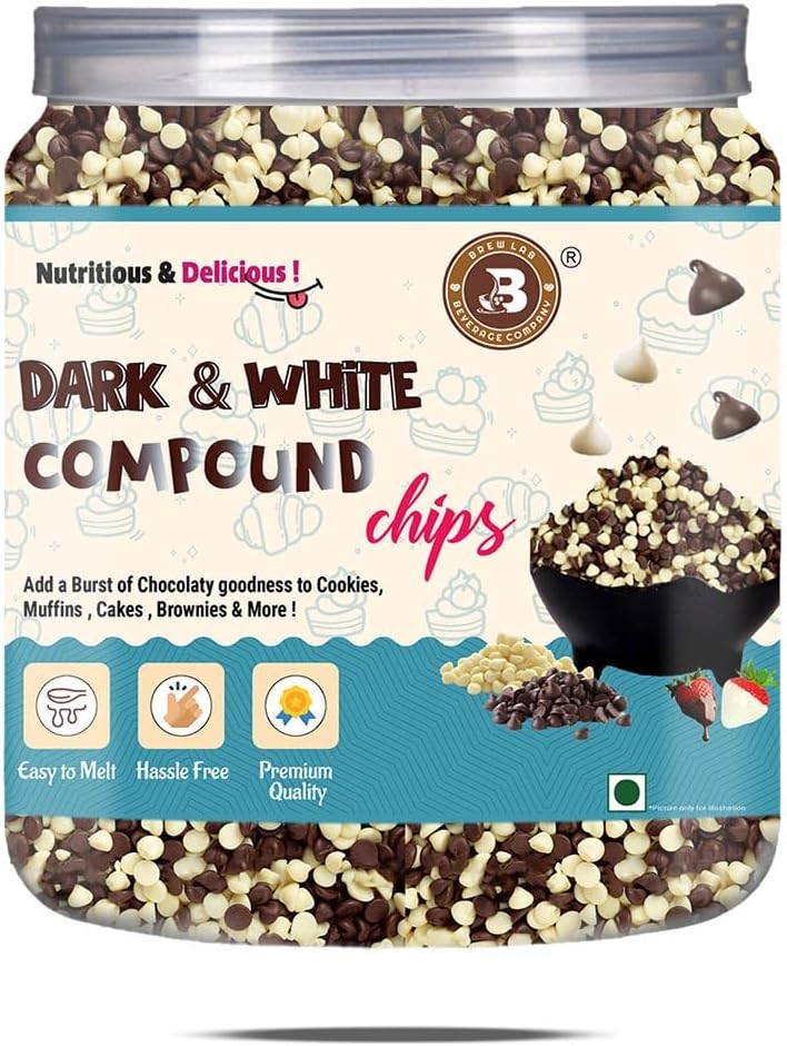 Dark & White Chocolate Chips Combo | Chocolate Baking Chips Mix for Cookies, Cakes & Desserts | Perfect for Baking, Melting & Topping