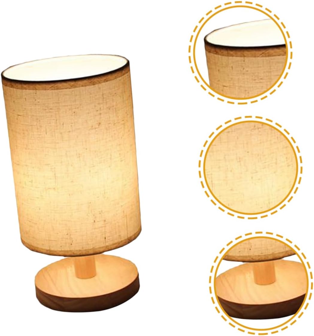 HOMSFOU Desk Lamp Linen Fabric Led Bedside Night Light USB Tabletop Small Desk Lamp Eye-Care Lighting