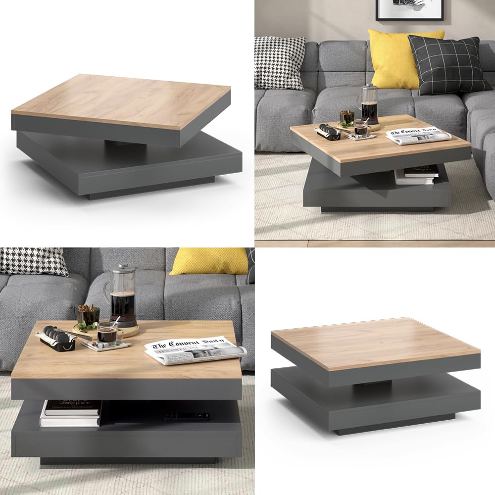 Vicco Tavolino da caffè Elias, Antracite, 70 x 70 cm | per l'utilizzo come superficie d'appoggio e per una suddivisione flessibile degli spazi