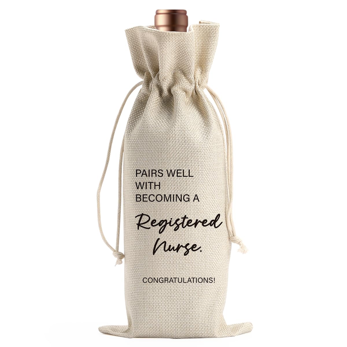 BARREEMO RN Graduation Gifts Wine Bag for Her Him Gifts for Registered Nurse Friends Graduates Pairs Well with Becoming A Registered Nurs Wine Bottle