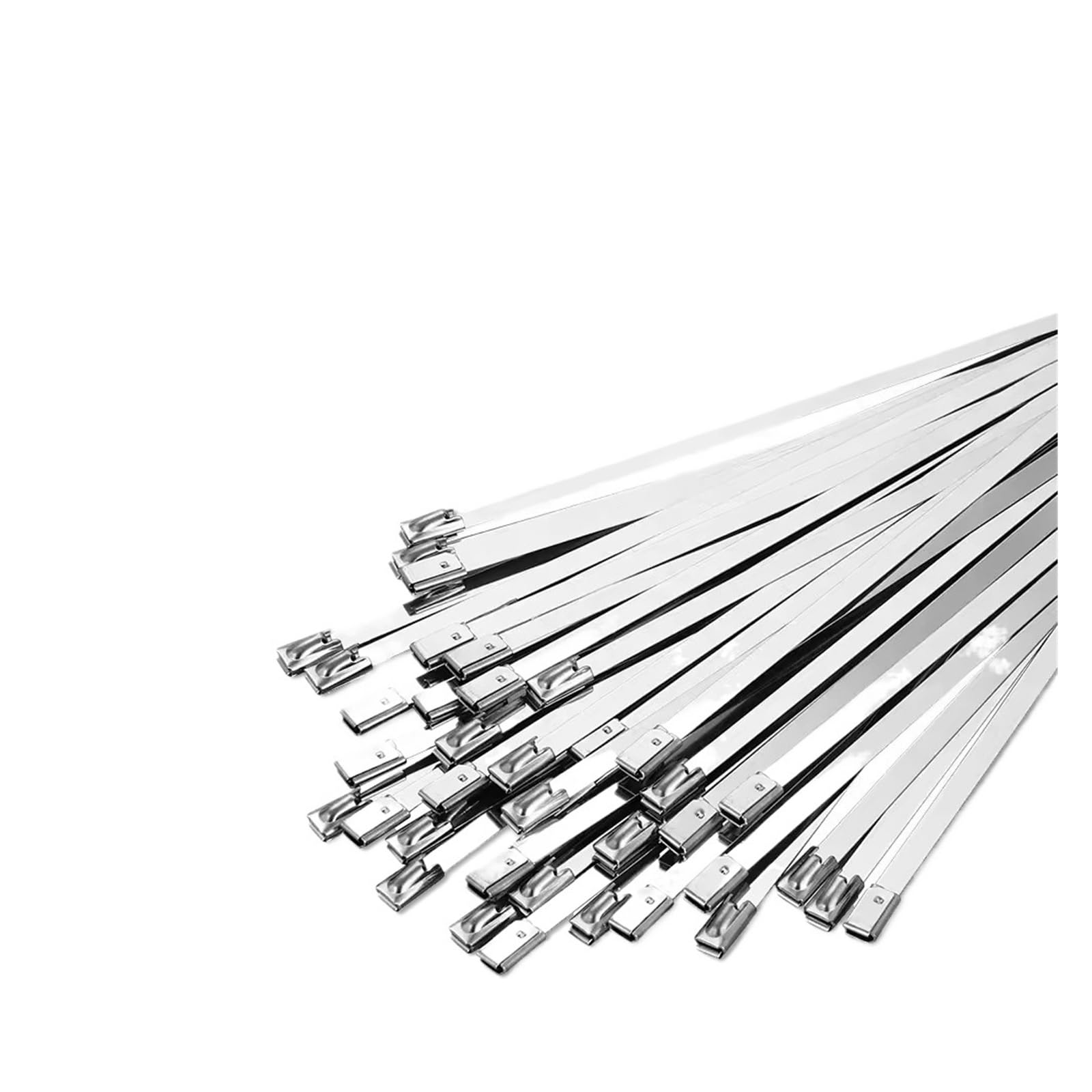 Bdayek 4.6Mm X 250Mm Cable Ties 304 Stainless Steel Self-Locking Metal Strapping High Temperature White Cable Retainer Tie Wires Snap Fasteners(4.6Mm X 250Mm)