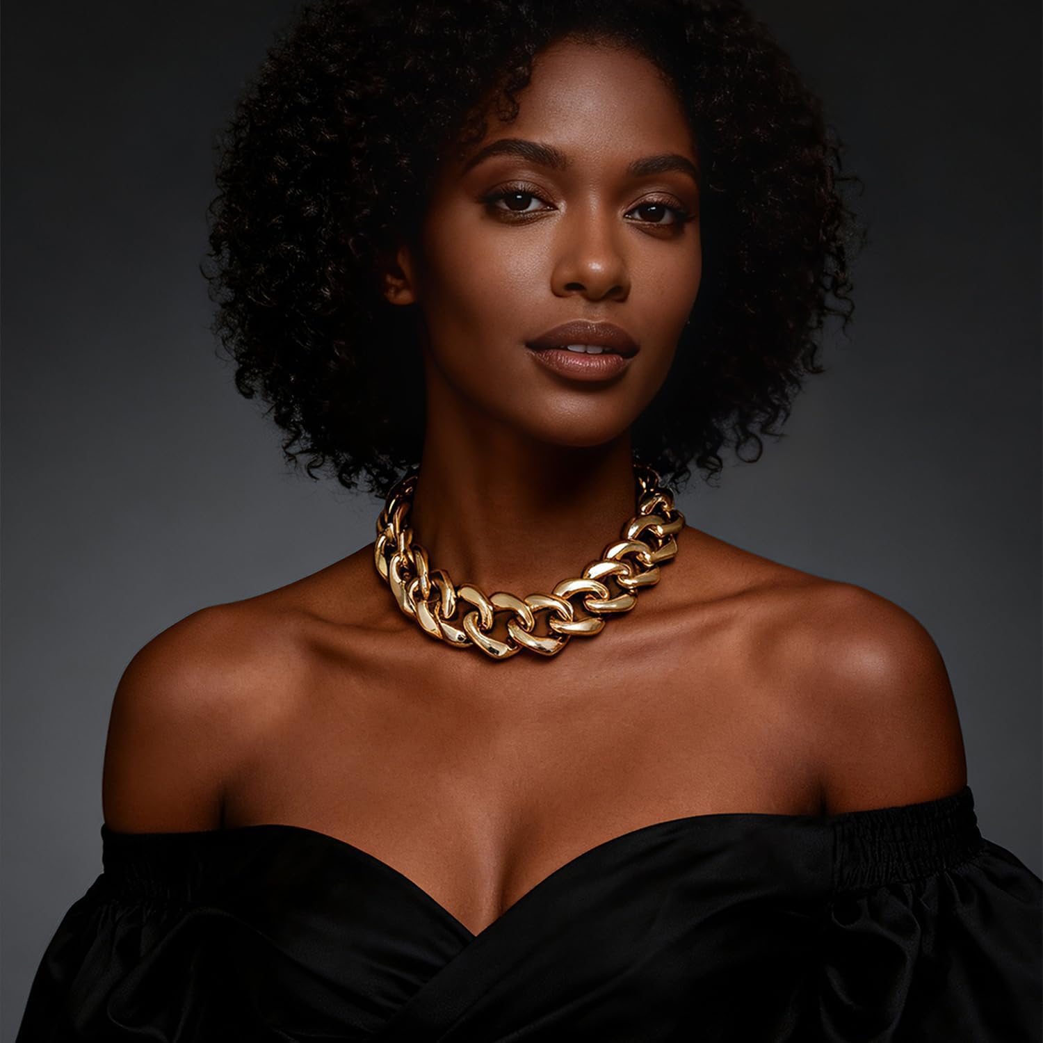 Chunky Link Cuban Chains Necklace Women's Punk Hip-hop Thick Gold Chain Choker Necklace Fashion Costume Jewelry for Women (gold)