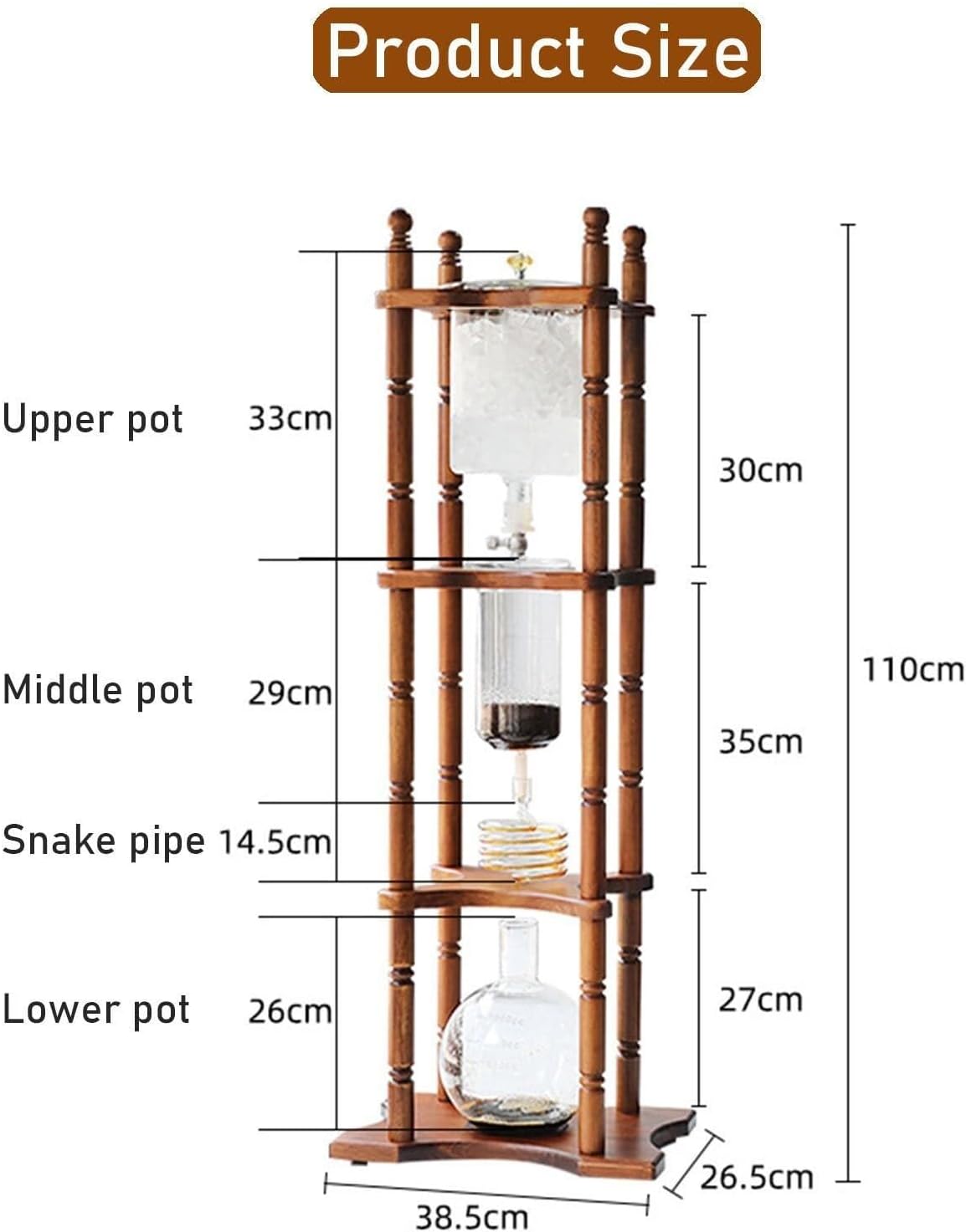 3000ml Ice Drip Coffee Maker, Cold Brew Coffee Maker, Ice Drip Coffee Tower Large Capacity, Handmade Glass For Home, Tea Houses, Cafes