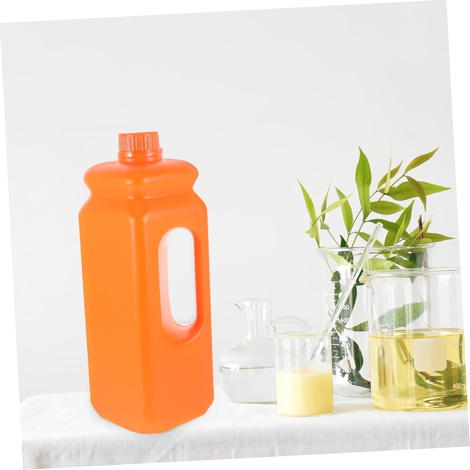Kichvoe 2 Pack 2.5L Plastic Storage Jug with Lid Leak Proof Orange | Reusable Design, Ergonomic Handle, Multipurpose Use, Suitable for Beverages, Camping, Kitchen Storage
