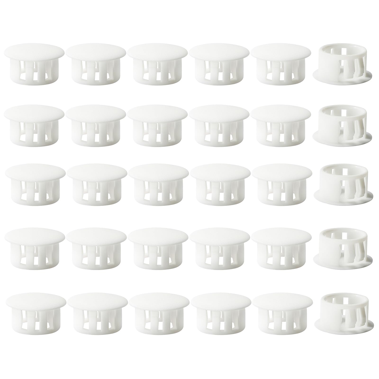 Masendelk 60pcs Plastic Hole Plugs, Snap in Locking Hole Tube Circular Locking Fastener Cover, Insert End Caps for Furniture Fencing Post Pipe - 16mm,