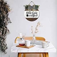 Vista 4 de Letrero decorativo para cafetería, decoración de pared de granja, de madera, redondo, retro, rústico, cafetería, decoración de estación de café