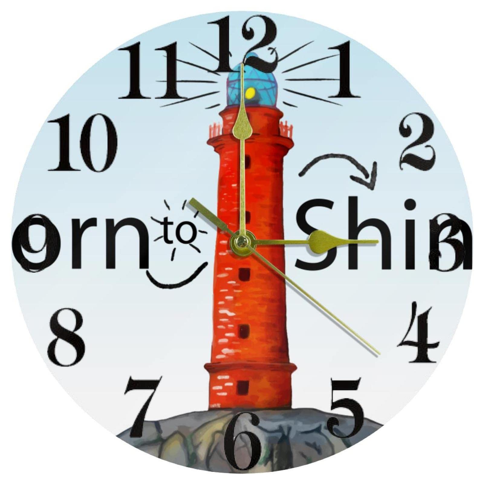 Horloge murale phare silencieuse sans tic-tac pour chambre et cuisine