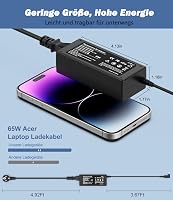 Shefor 65W Laptop Töltő Acer Aspire 5, Swift 1 3 5, Chromebook Sorozathoz - 19V 3.42A Univerzális Adapter 3.0x1.1mm Csatlakozóval - Fekete 7
