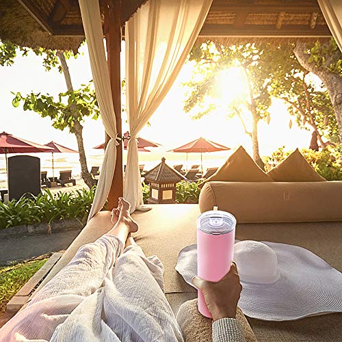 Zonegrace 4 Pack Mix Color Skinny Tumbler with straws,Double wall stainless Steel slim Insulated Water Tumbler With Lid , Bulk 20 oz tumbler cups with silicone bottom,Great Gift for Men and Women