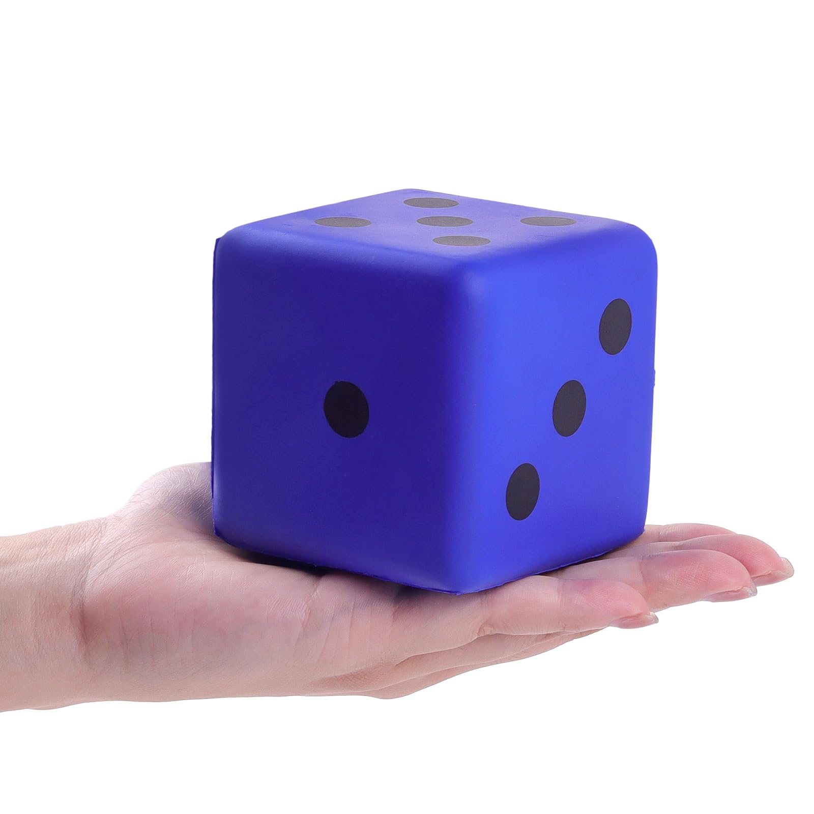 Anboor Large Foam Dice for Adults kids - 3.15" Jumbo Big Colorful Dice Giant Soft Fun for Game Nights & Classroom Activities (Blue)