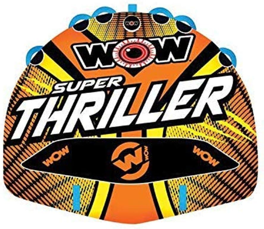 Wow World of Watersports Super Thriller Deck Tube, 1 to 3 Person Towable and Tow Rope Bundle