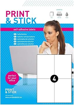 Universal Labels 4 x 105 x 148 mm Printable Self-Adhesive on DIN A4 Sheet 10 Sheets