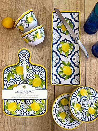 Le Cadeaux 304PAL Palermo Lemon Melamine Tray and Bowl Serving Set
