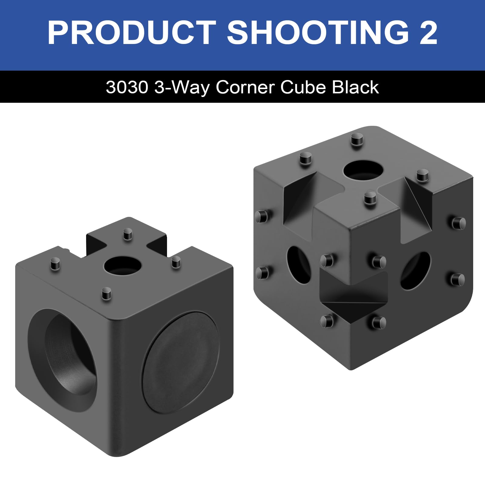iMetrx 8 pcs 3030 3-Way Corner Cube 3030 Extrusion Hardware T-Slot V-Slot Accessories with Screws and Nuts for 30x30 Aluminum Extrusion Connector 3D Printer Accessories Black - Image 3