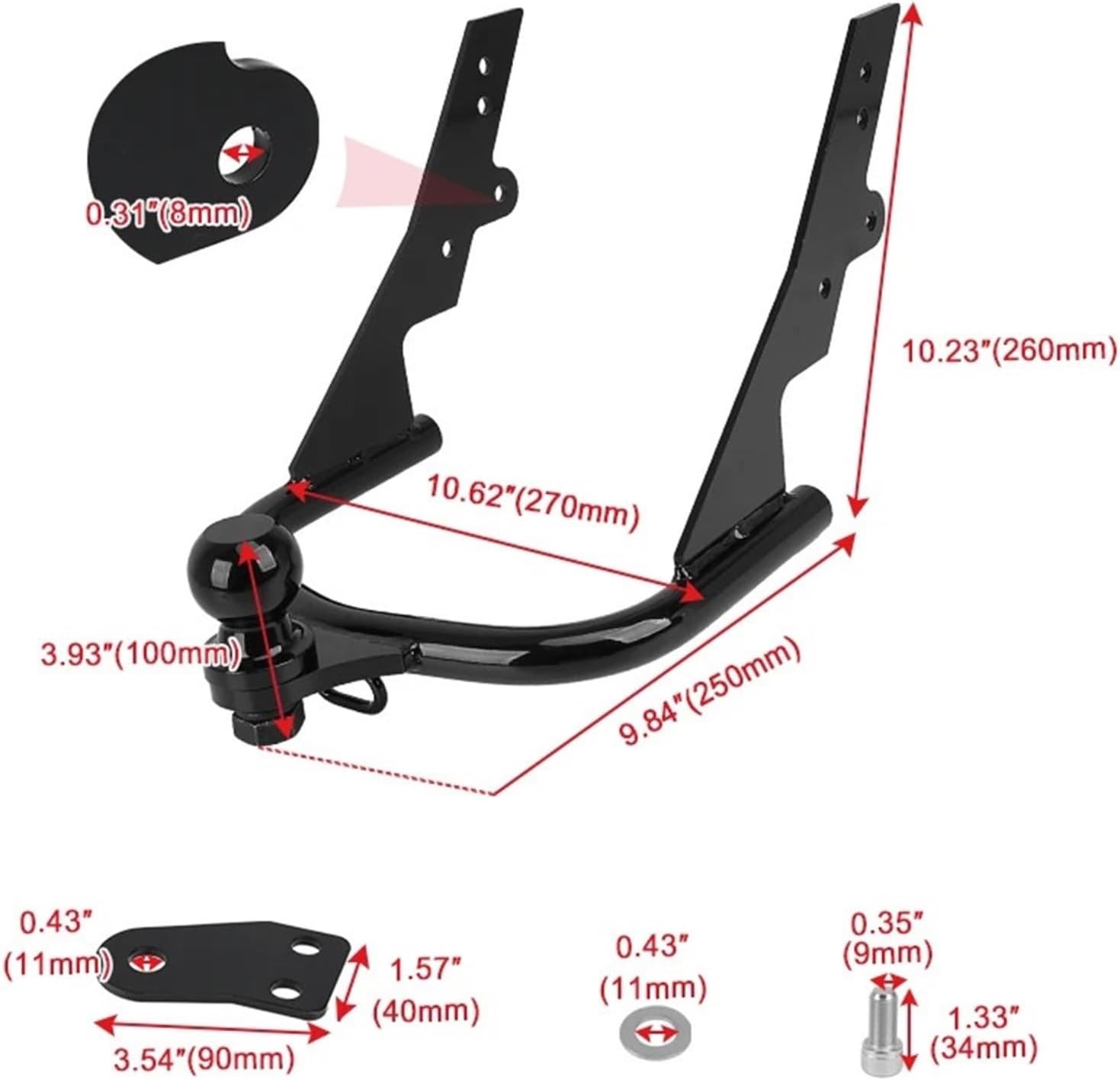 Motorcycle Accessories Trailer Tow Hitch Receiver for Harley Touring Electra Street Tour Glide Road King FLHT FLHR 1994-2008