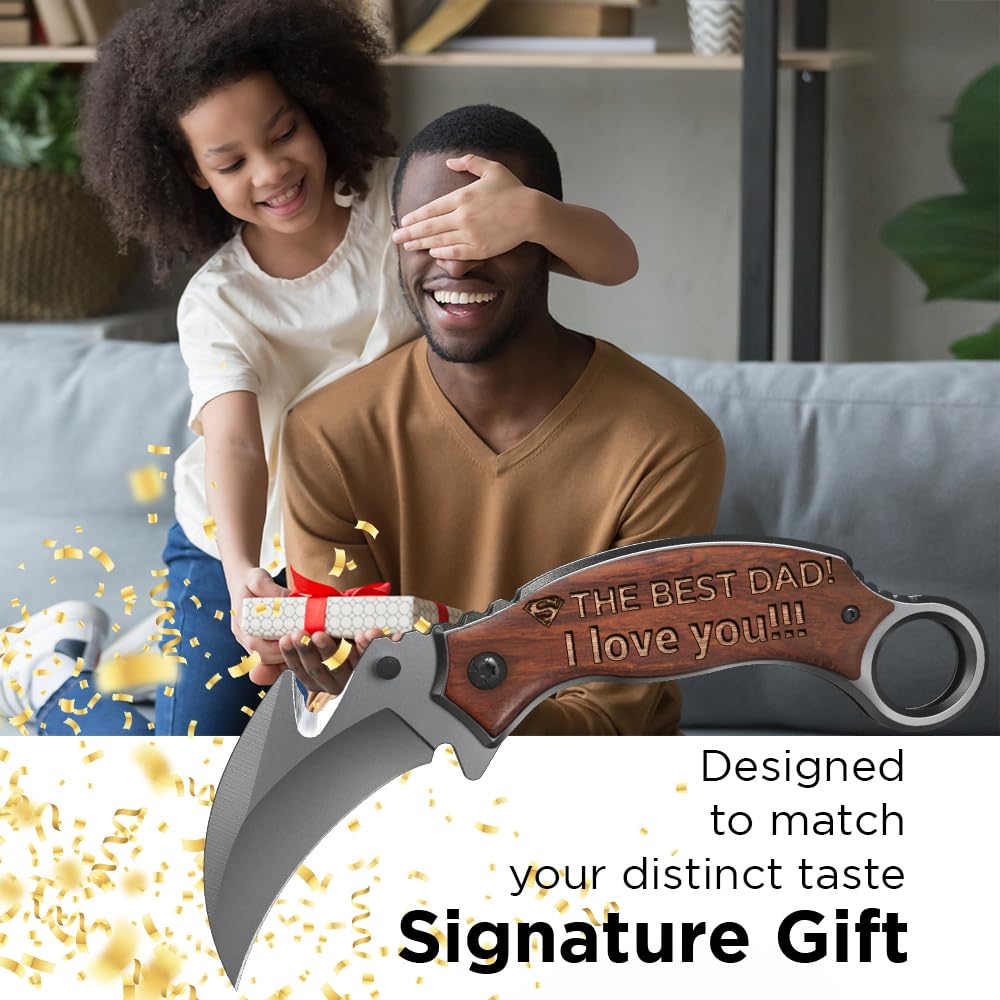 Personalized Gift for Men - Engraved Gifts for Dad Husband - Custom Engraved Knives - Customized Pocket Knife - Gift Idea for Birthday Christmas Valentine's Day Anniversary Stocking Stuffers X-52 PS