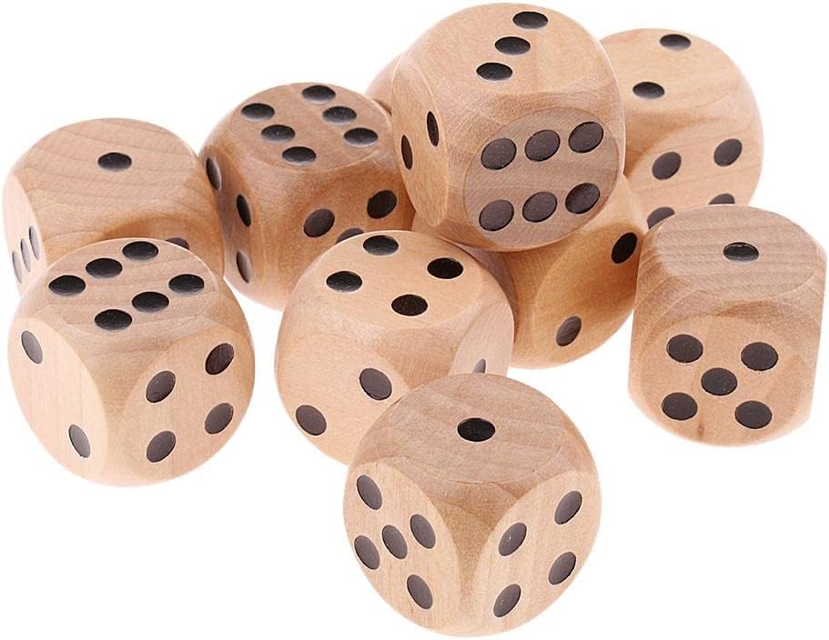 10x Table Game Dice D6 Dice for Table Game D&D Game Toys Gift Wood