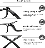 Vista 18 de BIENCOOL 6 Pack Reading Glasses Traditional Frames for Men and Women Readers with Spring Loaded Hinges 6 Pack Black