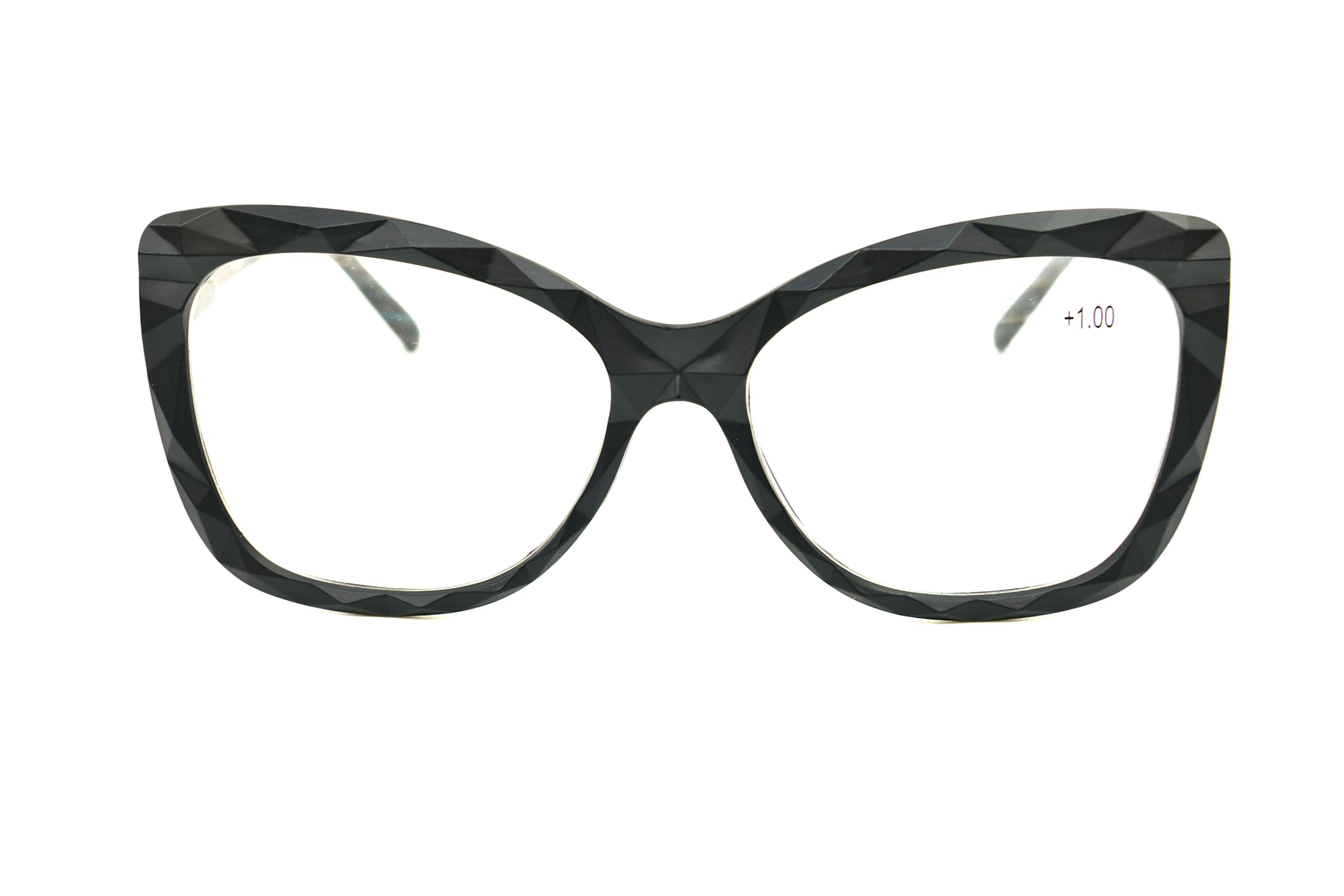 Fads & Fashions Cat Eye Oversized Reading Glasses Womans with Spring Hinges 3 Colours DX71 (Matt Black, +3.5)