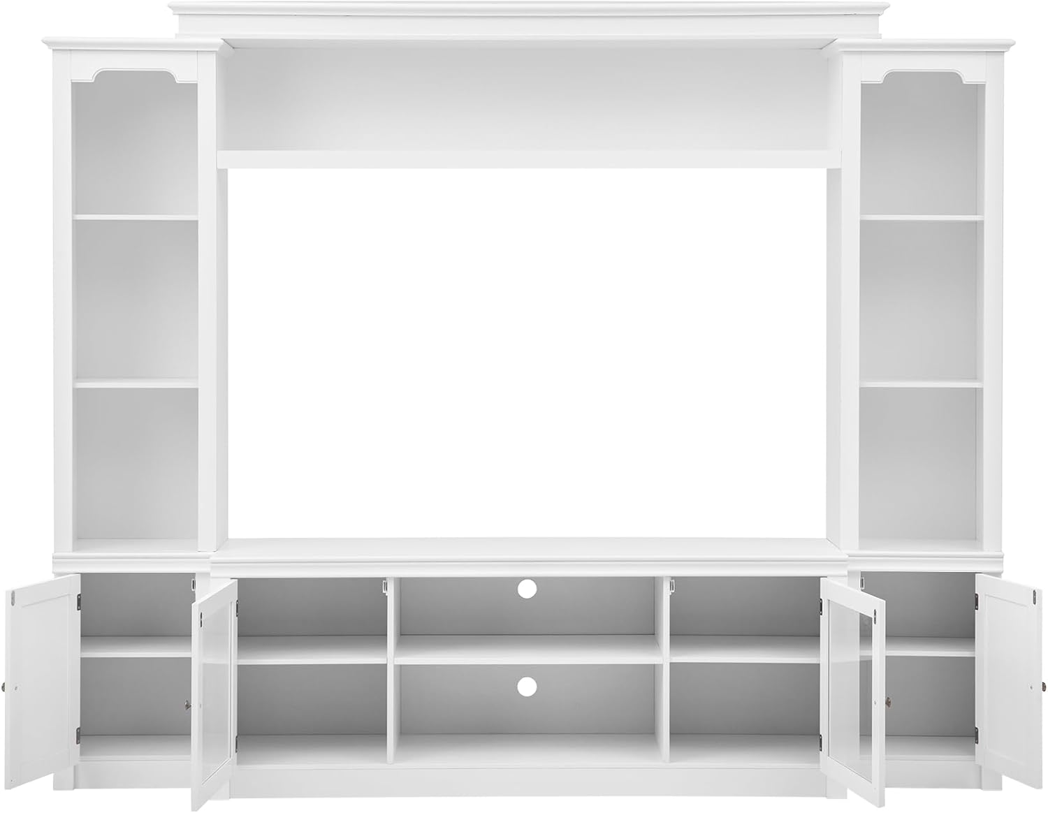 LUMISOL Modern Entertainment Center for TVs up to 65", 95.28" Wall Unit TV Stand with Bookshelf, Large Media Console with 4 Adjustable Shelves and Display Storage Cabinet, for Living Room, White