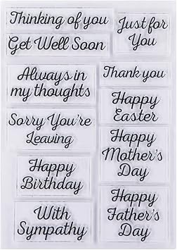 Words Thinking of You Get Well Soon Happy Birhtday Easter Mothers Fathers Day Clear Stamps for Card Making Decoration and DIY Scrapbooking 2111512