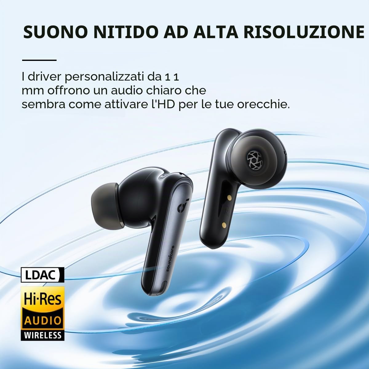 Soundcore Anker Liberty 4 NC Cuffie Bluetooth Cancellazione Rumore, Auricolari Bluetooth 98,5% Meno Rumore, Hi-Res Audio, 50 Ore, Bluetooth 5.3