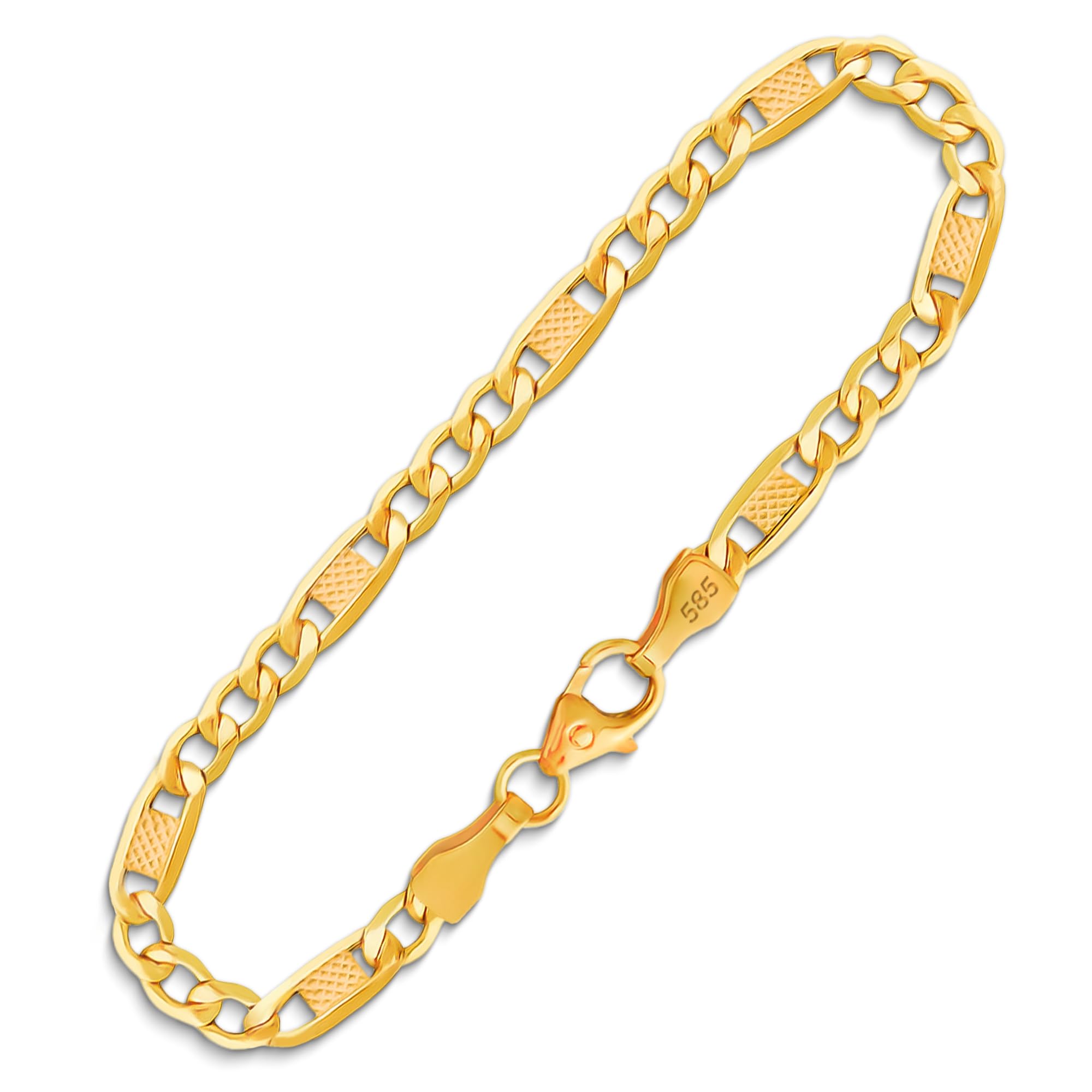 Goldarmband Herren 333 585 Echtgold 5.2mm - Fantasiekette Gelbgold Bicolor