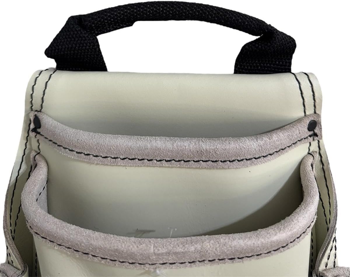 Versatile 10-Pocket Top Grain Leather Tool Bag with Hammer and Tape Holder, Belt Attachment - Ideal for Carpenters, Electricians, Framing, Drywall - Includes Screw and Nail Bags