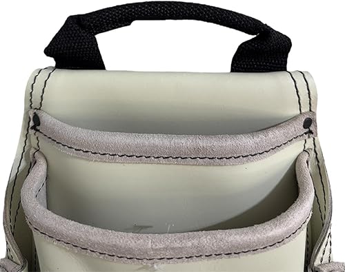 Miniatura 8 de Versátil bolsa de herramientas de cuero de grano superior de 10 bolsillos con martillo y soporte de cinta, accesorio para cinturón, ideal para