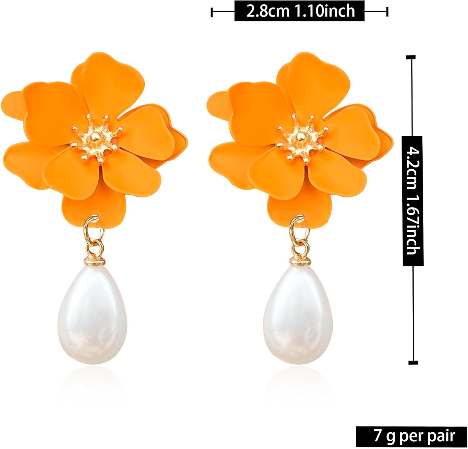 Pearl Bohemian Flower Earrings Floral Petal Flower Stud Earrings Jewelry for Women - Image 5