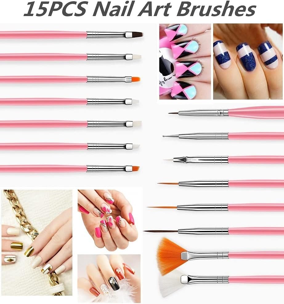 Nail Art Design Tools, Painting Brushes Set with Dotting Pens