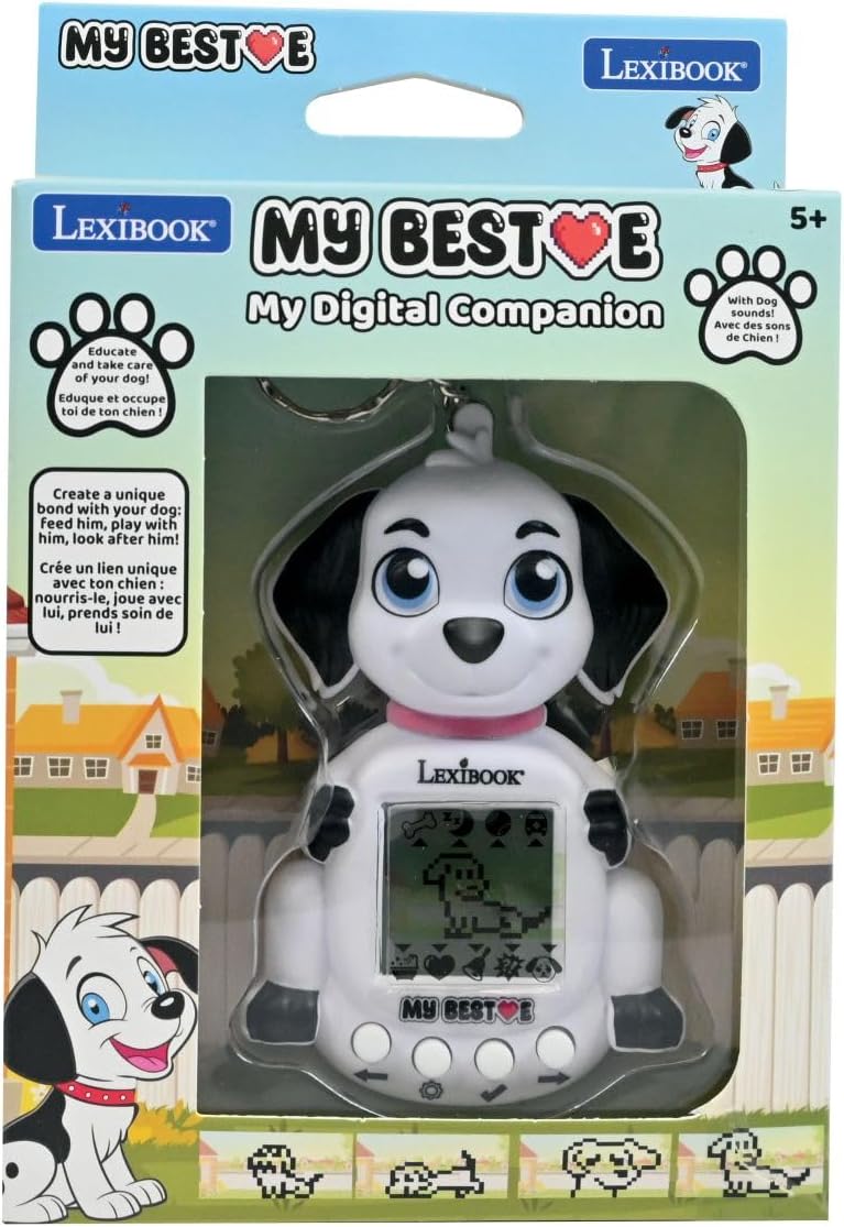 Lexibook, JLMBDOG My Best-E Dog Console with LCD Screen and Keyring - White